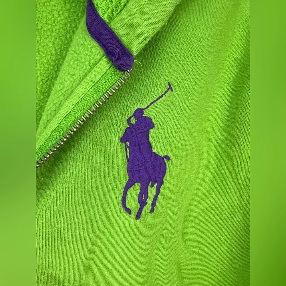 Ralph Lauren Womens Vibrant Green Zip-Up Hoodie Sz M - Picture 2 of 4